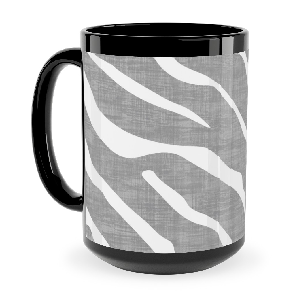 Zebra Texture - Gray Ceramic Mug, Black,  , 15oz, Gray