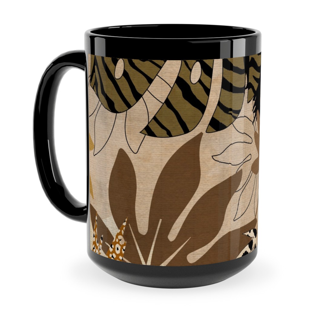 Safari Camouflage - Earthy Ceramic Mug, Black,  , 15oz, Brown