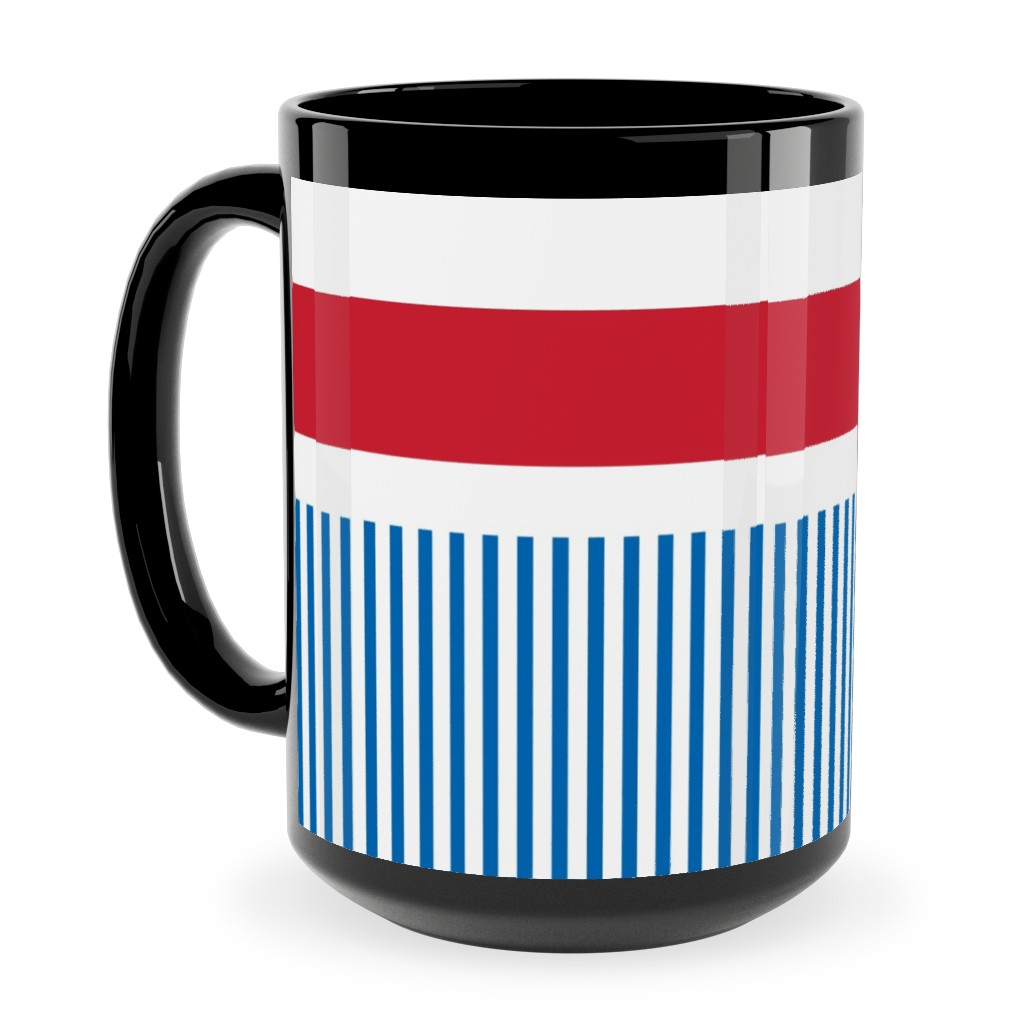 American Flag - Red, White and Royal Blue Ceramic Mug, Black,  , 15oz, Blue