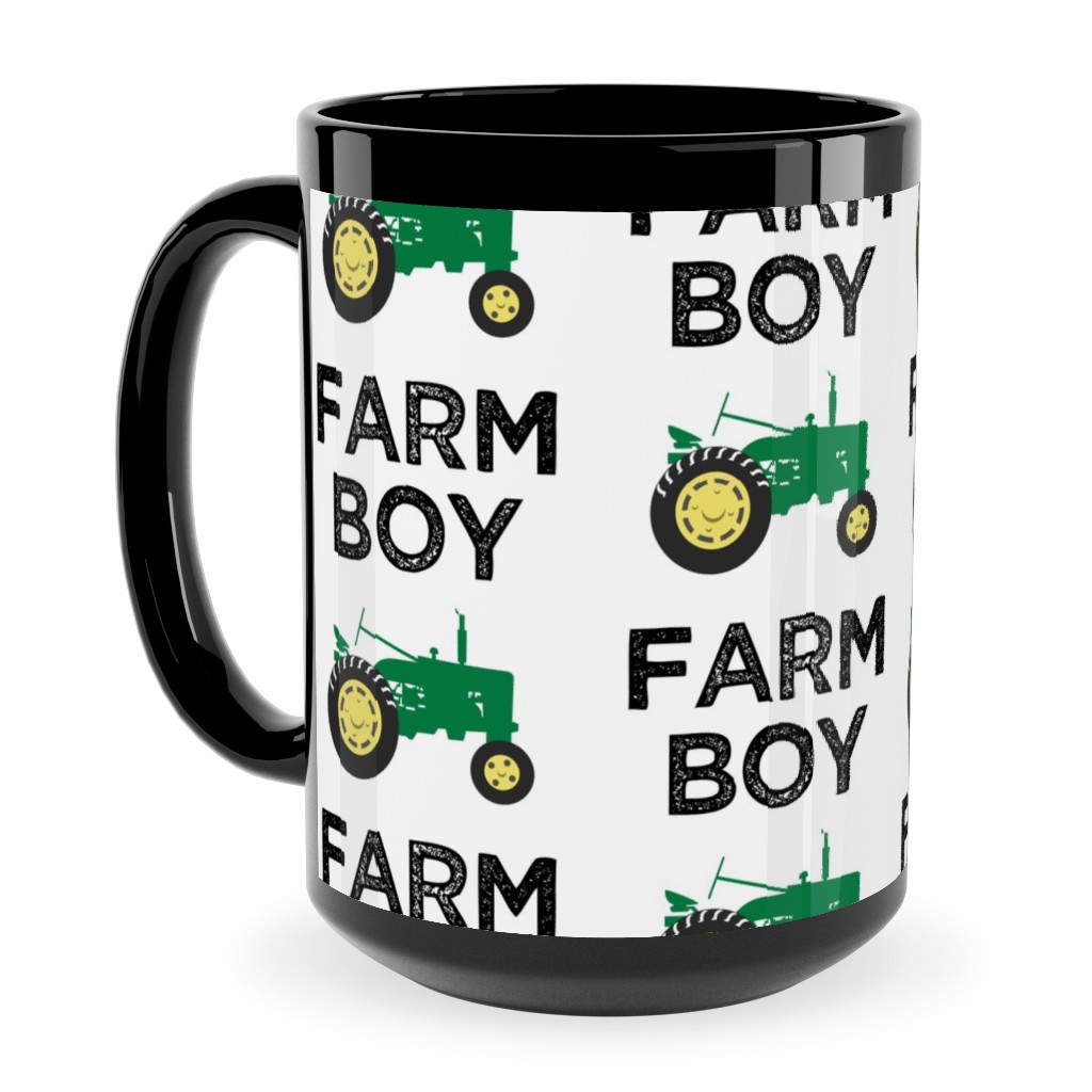 Farm Boy - Tractor Green Ceramic Mug, Black,  , 15oz, Green