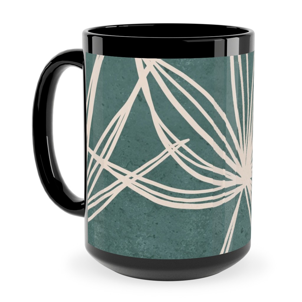 Palm Fronds Fan - Green Ceramic Mug, Black, , 15oz, Green, Classic Green