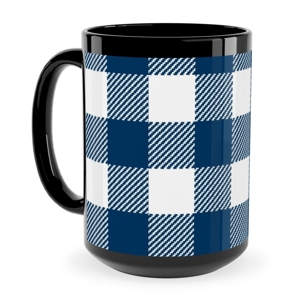 Buffalo Plaid Ceramic Mug, Black, , 15oz, Blue, Imperial