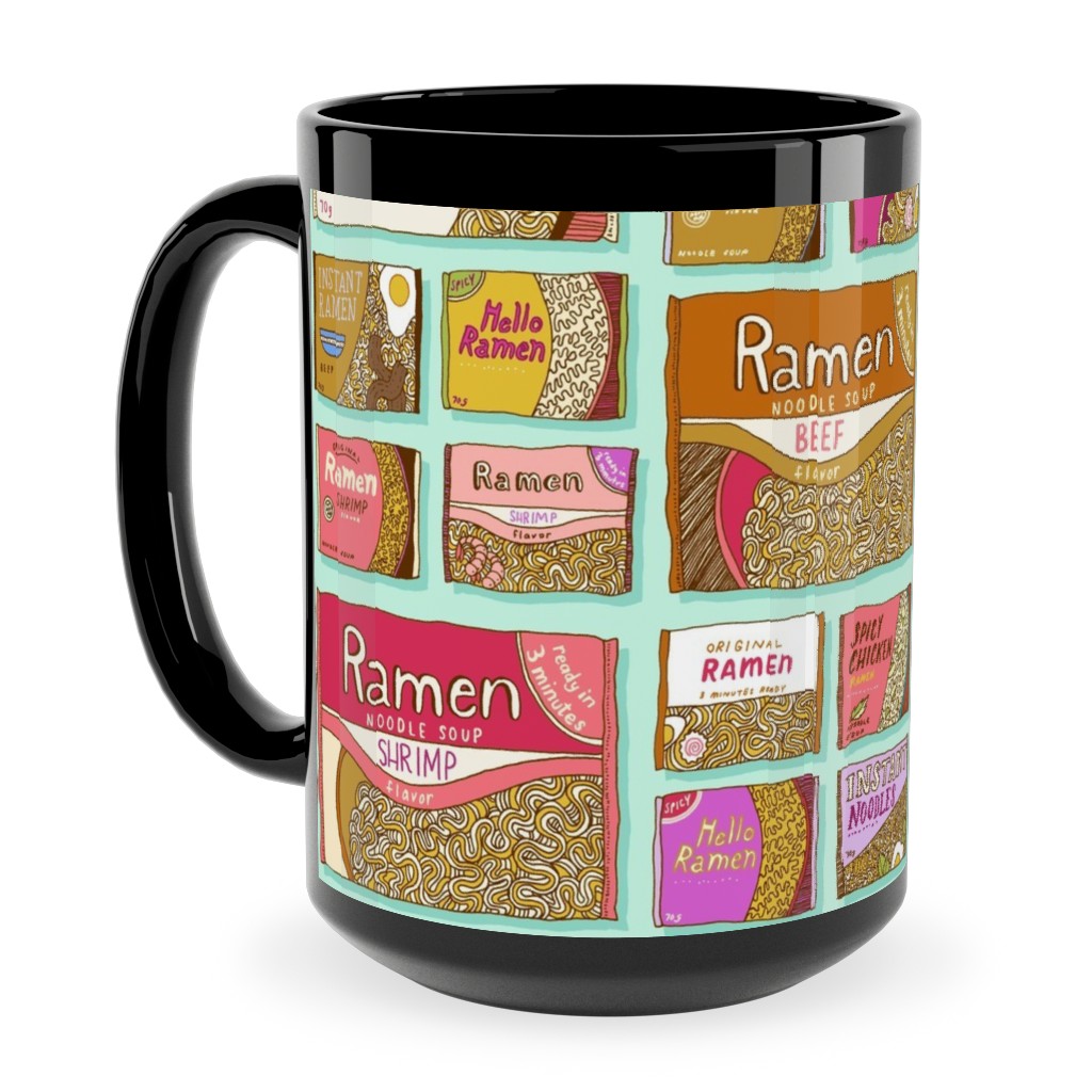 Ramen Noodle Packets Ceramic Mug, Black,  , 15oz, Multicolor