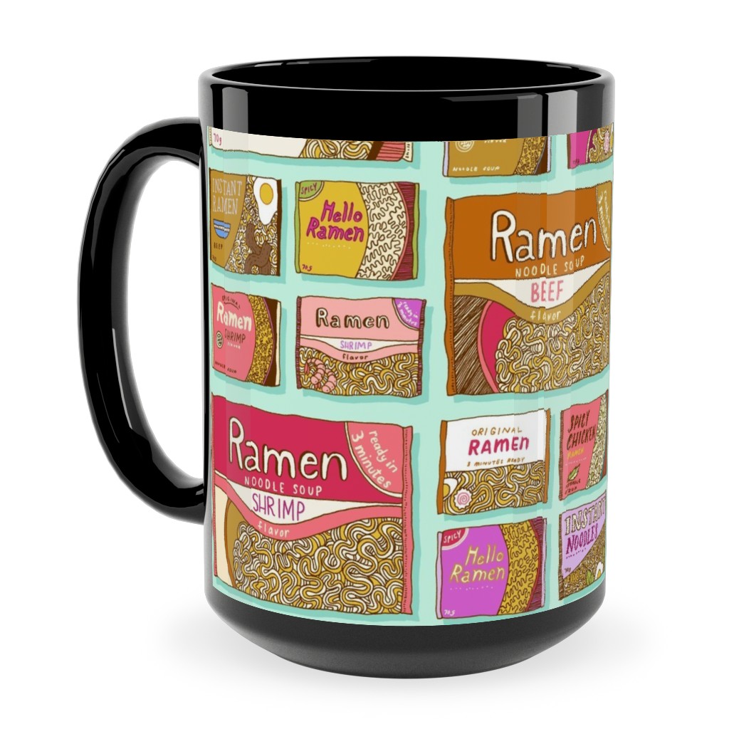 Ramen Noodle Packets Ceramic Mug, Black, , 15oz, Multicolor
