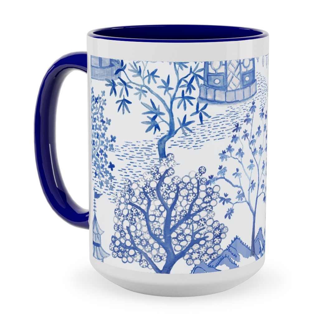 Blue Photo Mugs Pagoda Forest  Blue Ceramic Mug Blue 15oz Blue True Blue