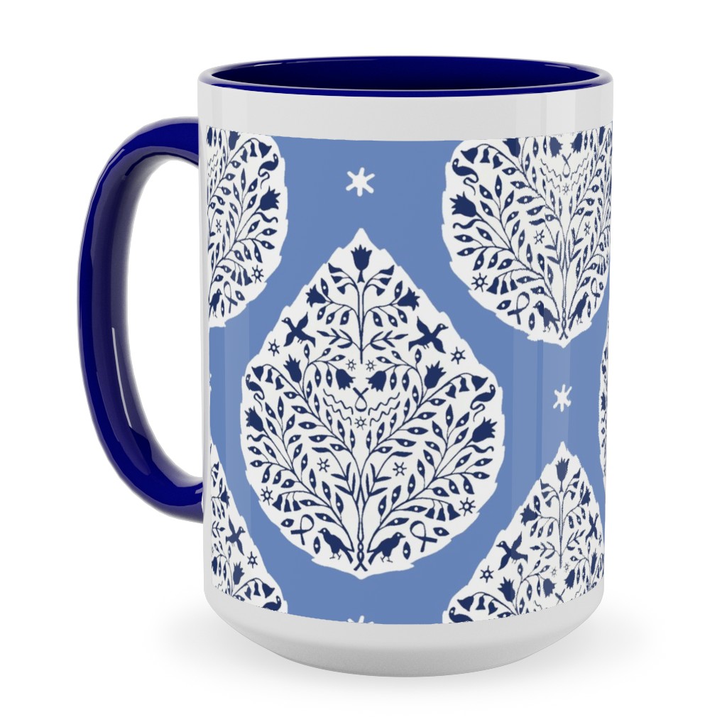 Conway Paisley - Cobalt and Navy Ceramic Mug, Blue, , 15oz, Blue, True Blue