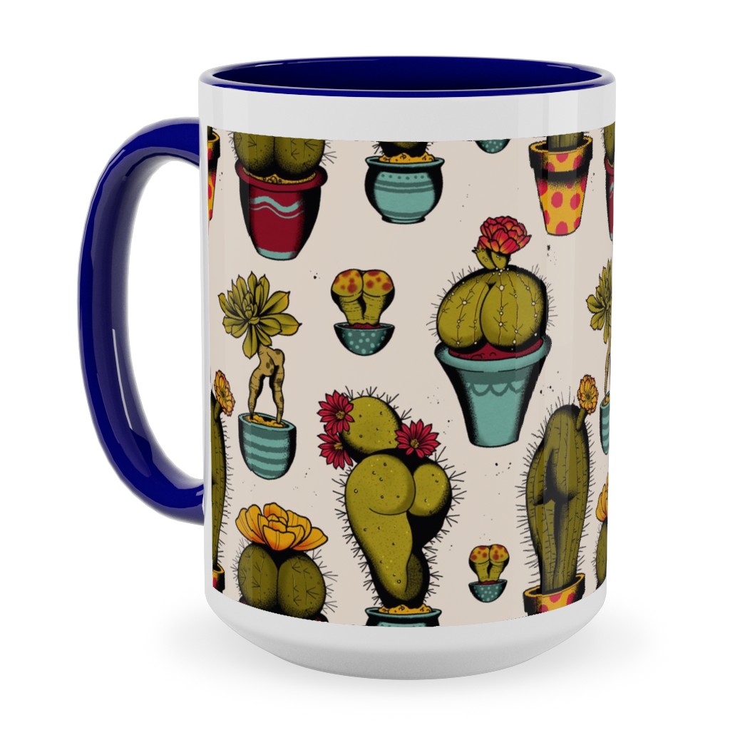 Sexy Cactus - Multicolor Ceramic Mug, Blue, , 15oz, Multicolor