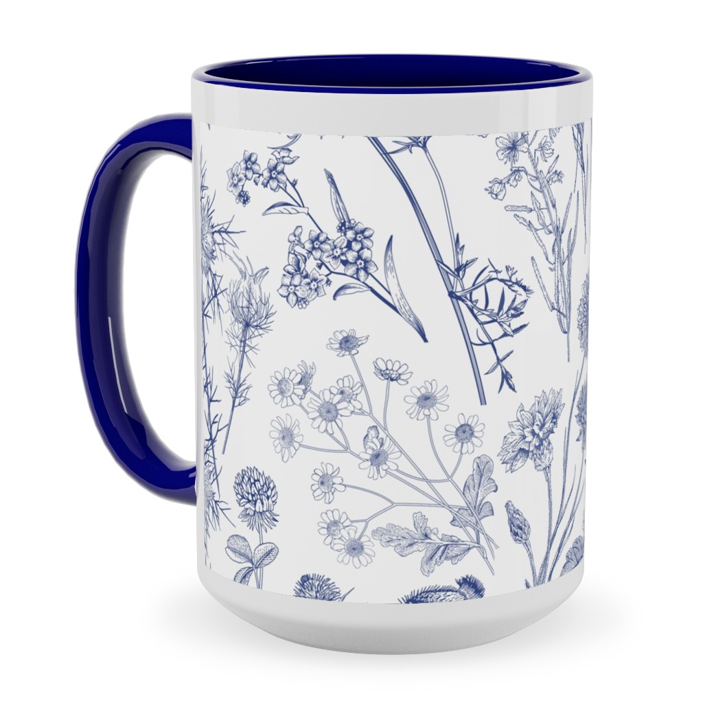 Blue Photo Mugs Wild Flowers  Blue Ceramic Mug Blue 15oz Blue True Blue