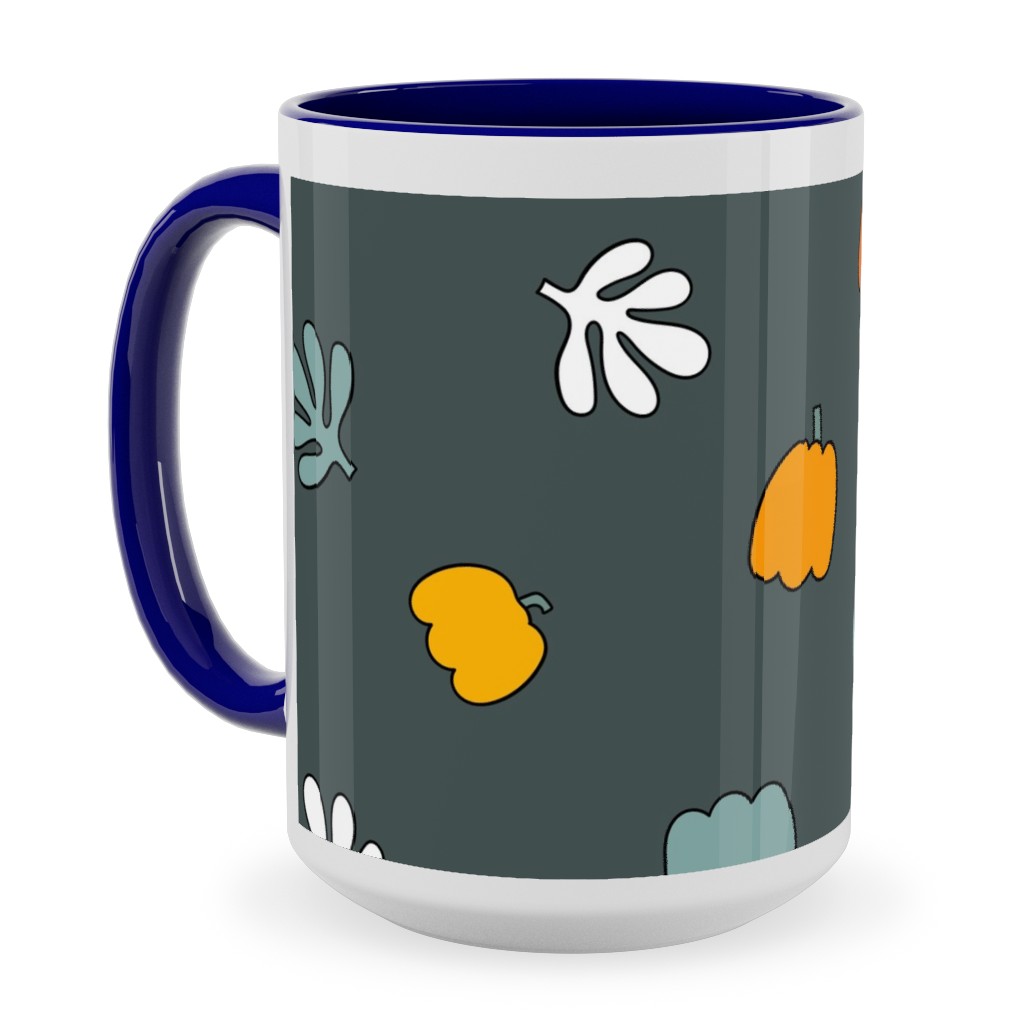 Autumn Harvest Vegetables - Dark Ceramic Mug, Blue, , 15oz, Green, Classic Green