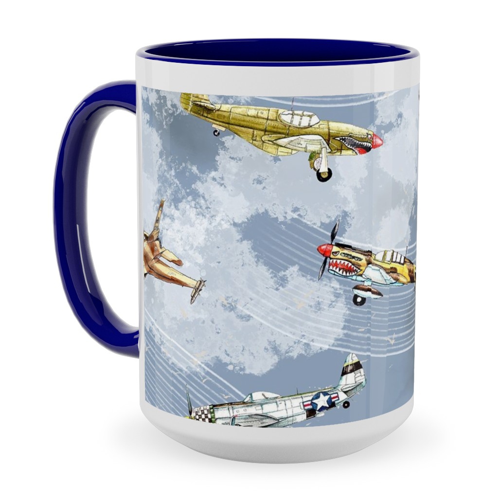 Military Planes Ceramic Mug, Blue, , 15oz, Blue, Heaven