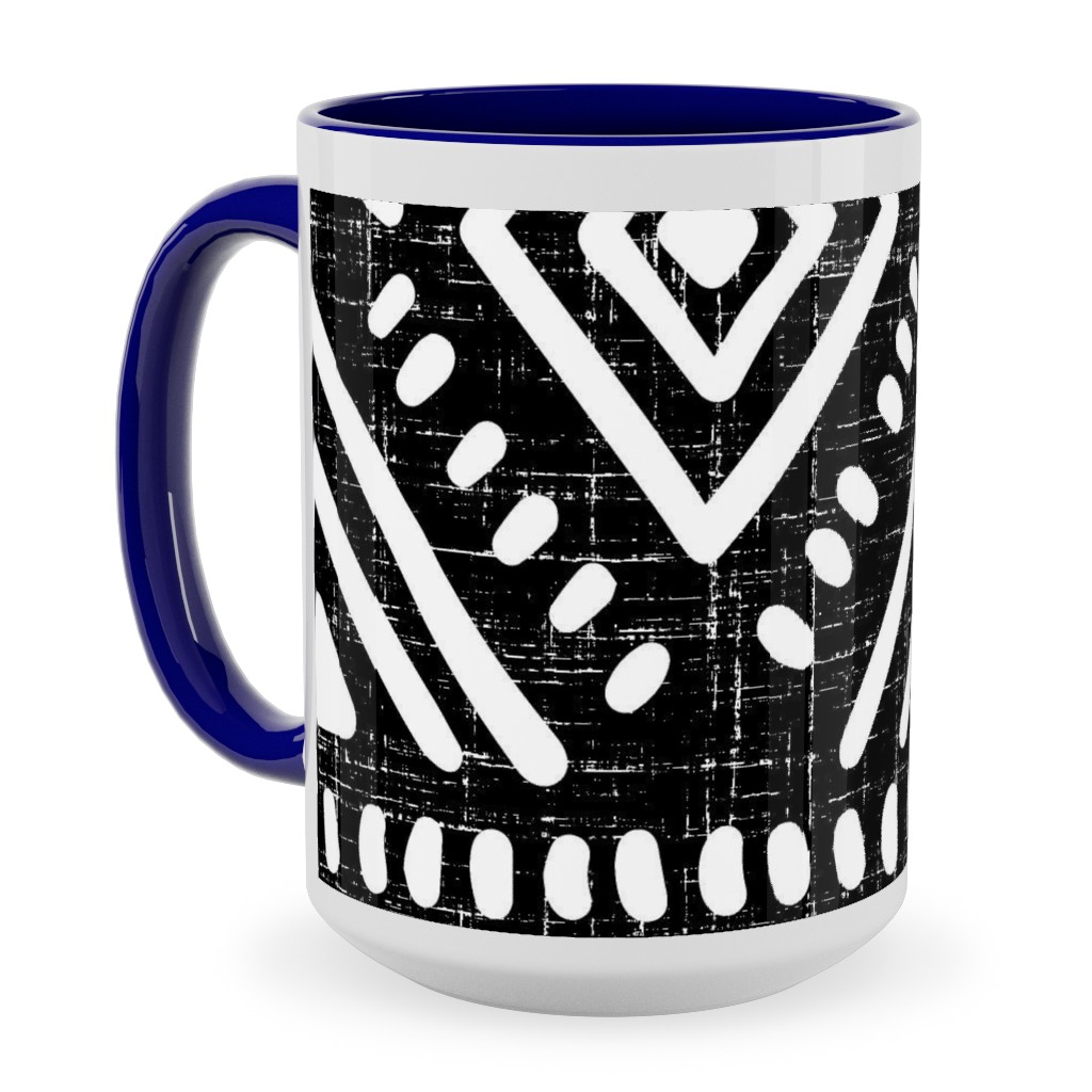 Abstract Diamond Ceramic Mug, Blue,  , 15oz, Blue