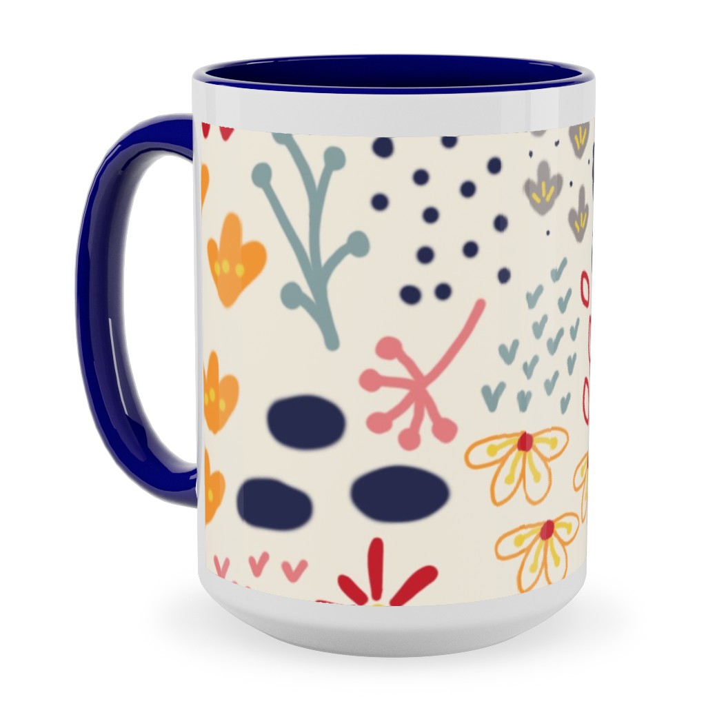 Summer Floral - Light Ceramic Mug, Blue, , 15oz, Multicolor