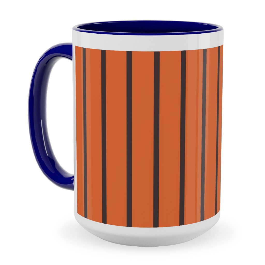 Halloween Stripes Ceramic Mug, Blue, , 15oz, Orange, Fawn