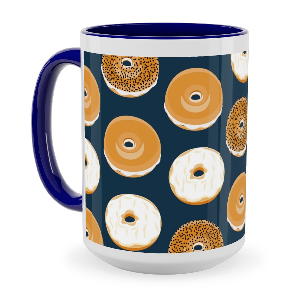 Bagel Breakfast Food - Blue Ceramic Mug, Blue,  , 15oz, Blue