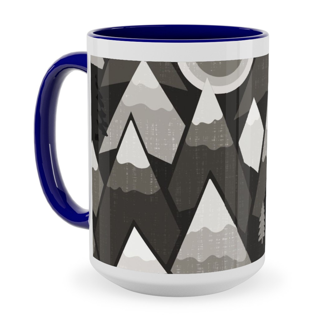 the Mountains Are Calling Ceramic Mug, Blue, , 15oz, Gray, Cement