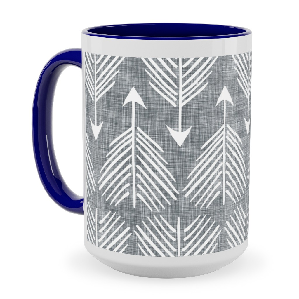 Django Arrows Ceramic Mug, Blue,  , 15oz, Gray