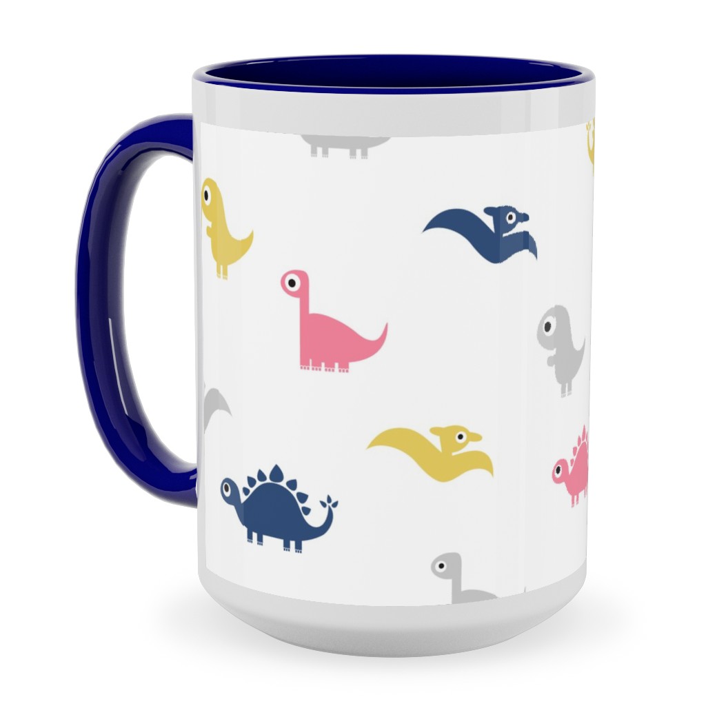 Dino Print - Multi Ceramic Mug, Blue, , 15oz, Multicolor