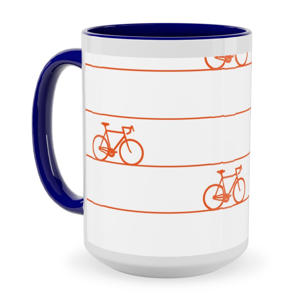 Biking Ceramic Mug, Blue,  , 15oz, Orange