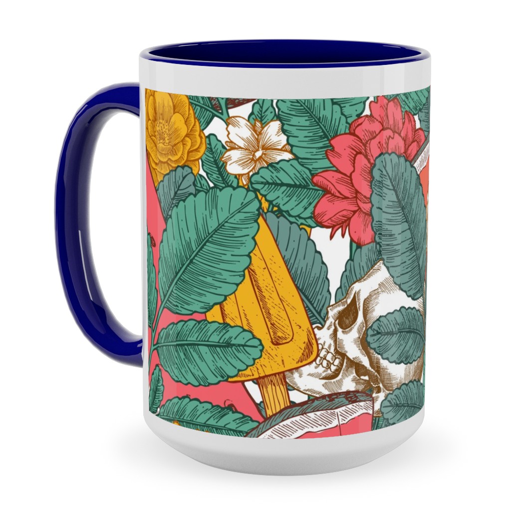 Summer Skull - Multi Ceramic Mug, Blue, , 15oz, Green, Classic Green