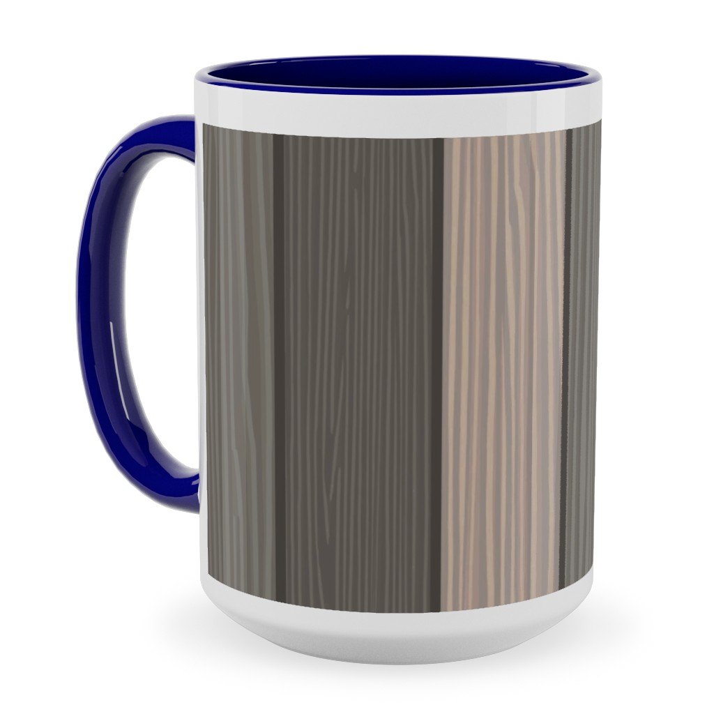 Old Wood Planks Driftwood - Brown Ceramic Mug, Blue,  , 15oz, Brown