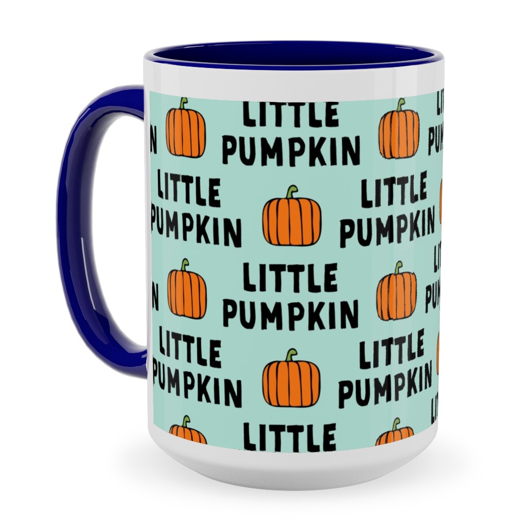 Little Pumpkin - Halloween - Aqua Ceramic Mug, Blue,  , 15oz, Green