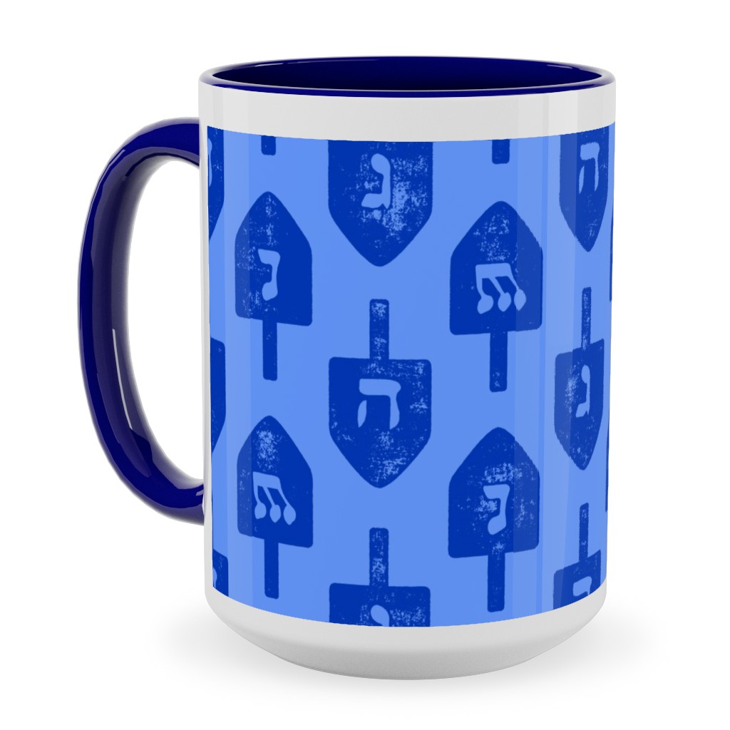 Dreidel - Blue Ceramic Mug, Blue,  , 15oz, Blue