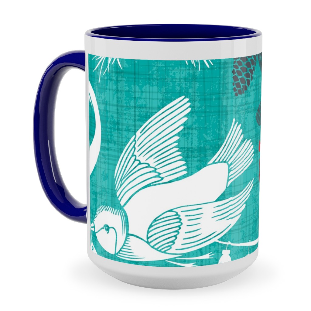Merry Forest Ceramic Mug, Blue, , 15oz, Blue, Aqua