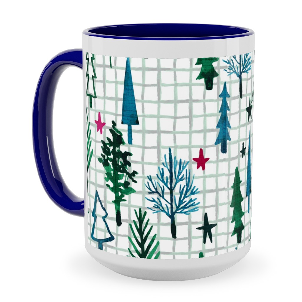 Noel Collection - Winterscape Ceramic Mug, Blue, , 15oz, Green, Classic Green