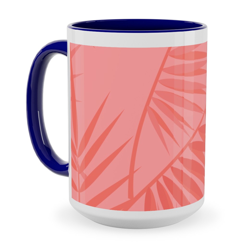 Tropical - Coral Ceramic Mug, Blue, , 15oz, Pink, Bright Pink