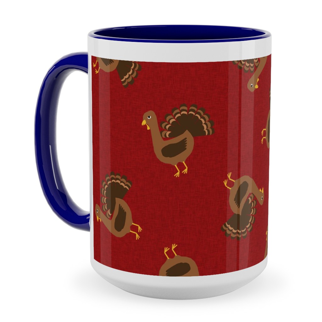 Turkey Toss Ceramic Mug, Blue,  , 15oz, Red