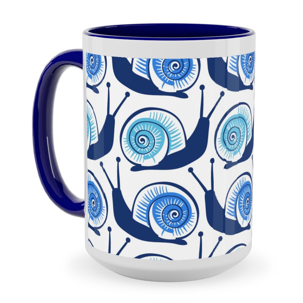 Snails Ceramic Mug, Blue, , 15oz, Blue, Polar