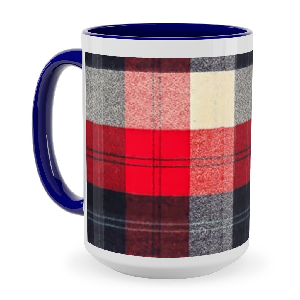 Lumberjack Flannel Buffalo Plaid - Red Ceramic Mug, Blue, , 15oz, Red, Red