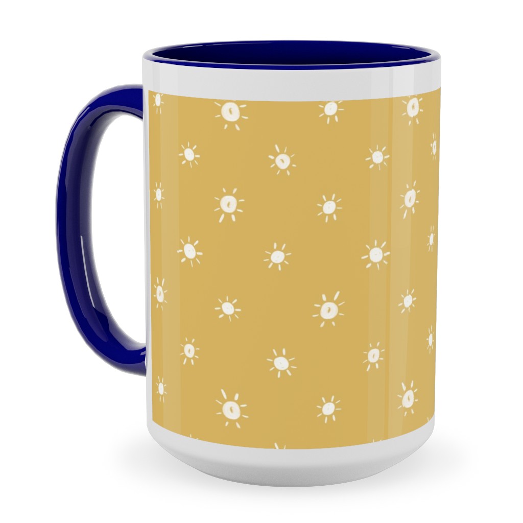 Dotted Suns - Yellow Ceramic Mug, Blue,  , 15oz, Yellow