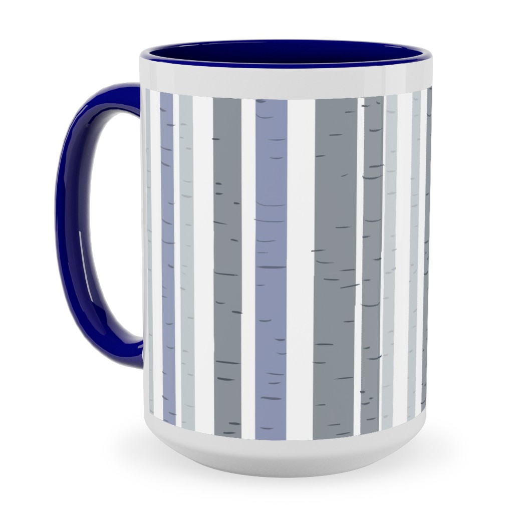 Wooded Aspens - Gray Ceramic Mug, Blue,  , 15oz, Gray