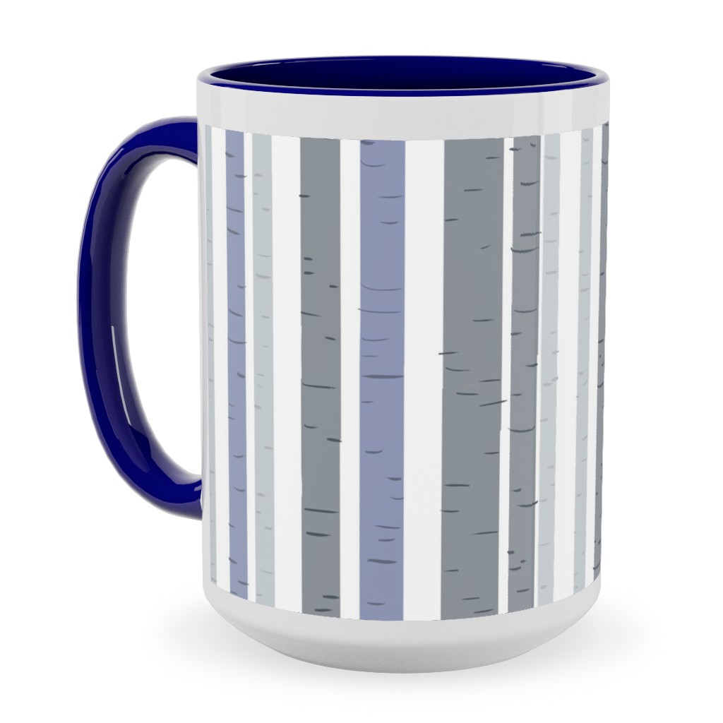 Wooded Aspens - Gray Ceramic Mug, Blue, , 15oz, Gray, Gray