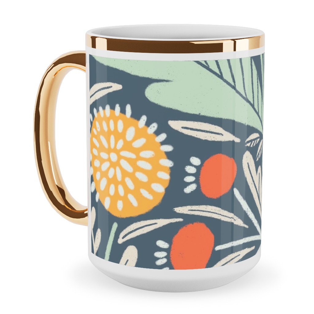 Astrid Ceramic Mug, Gold Handle,  , 15oz, Multicolor