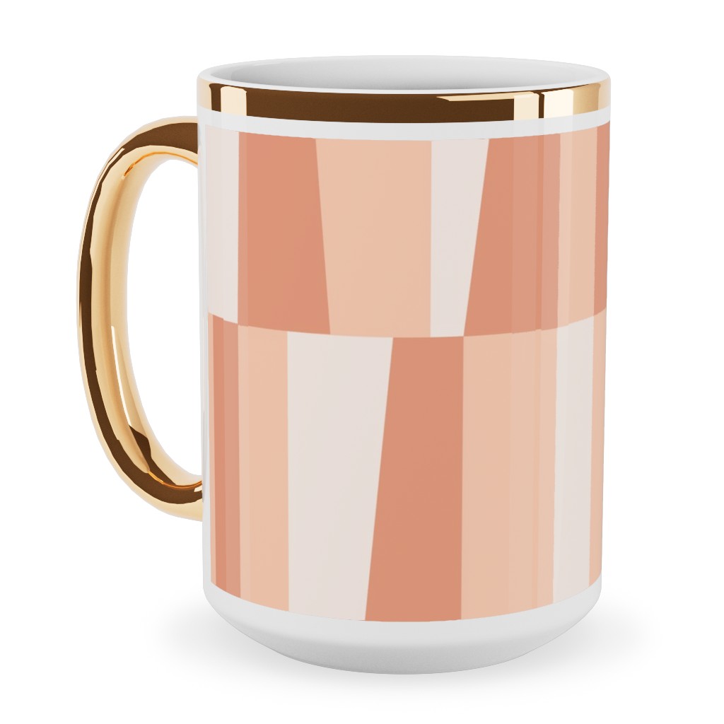 Collage Tiles - Orange Ceramic Mug, Gold Handle, , 15oz, Orange, Orange