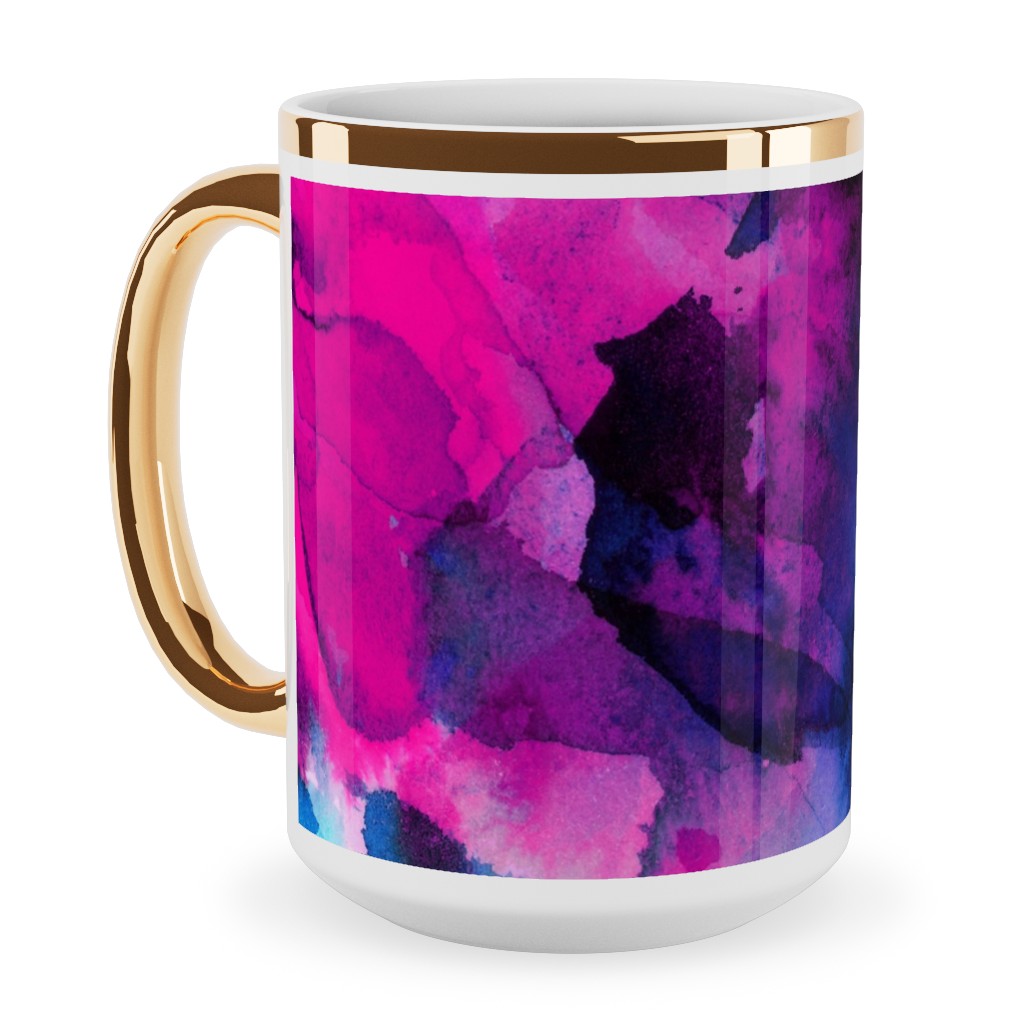 Solstice - Multi Ceramic Mug, Gold Handle, , 15oz, Multicolor