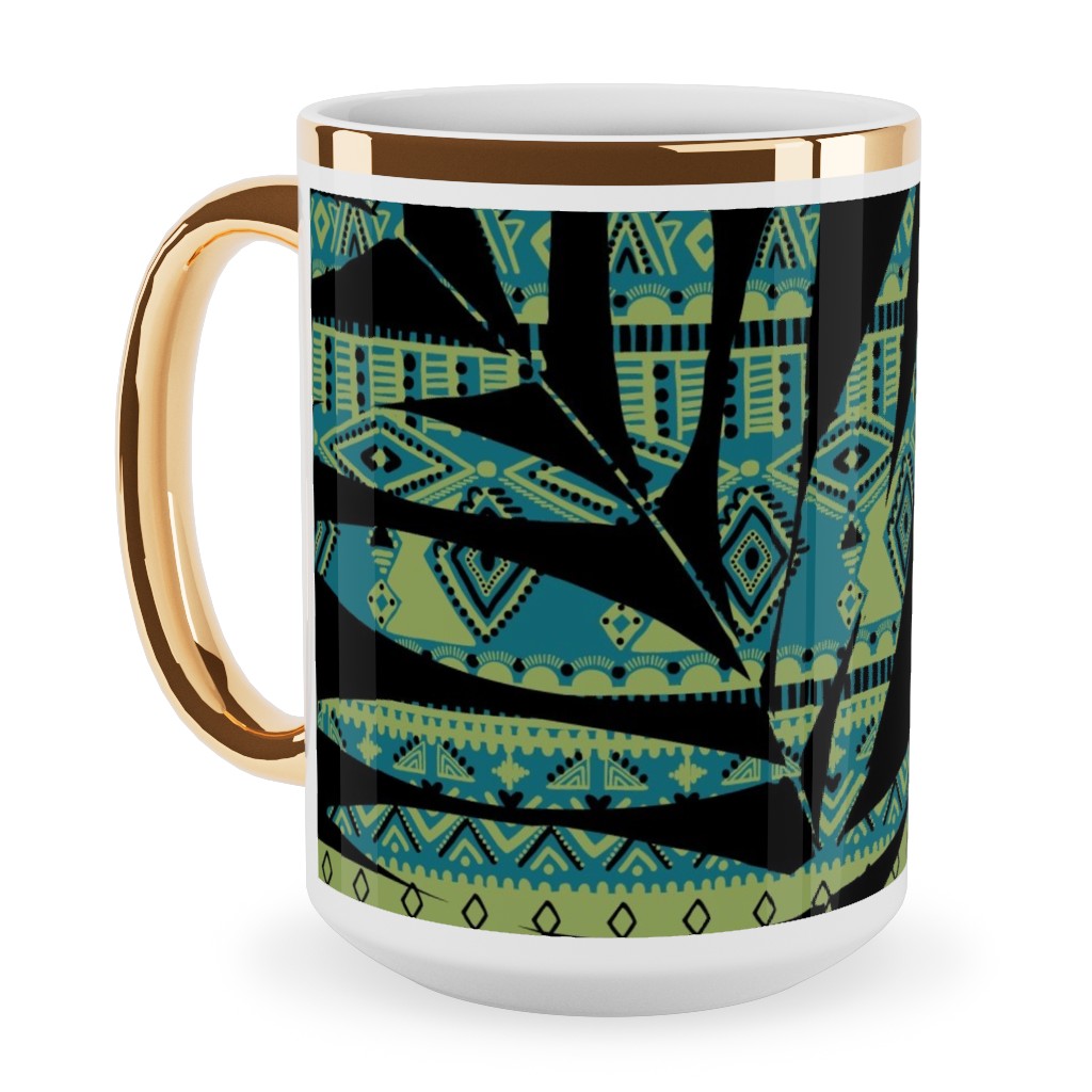 Black And Gold Palm Leaf Mugs