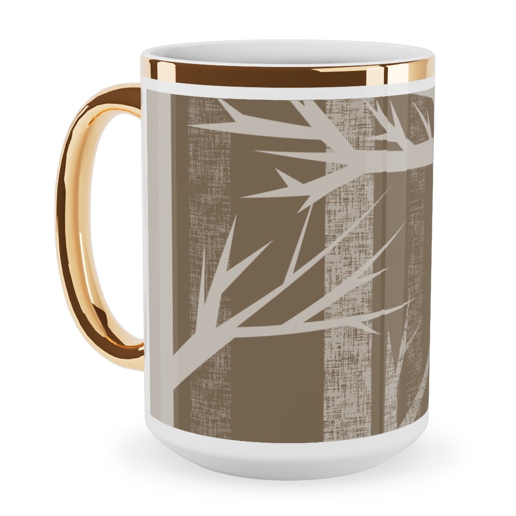 Winter Woods - Fawn Ceramic Mug, Gold Handle,  , 15oz, Brown
