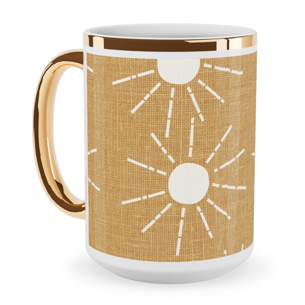 Summer Sunshine - Mustard Yellow Ceramic Mug, Gold Handle,  , 15oz, Yellow