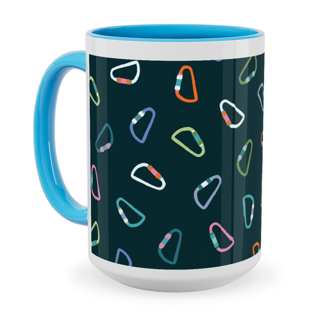 Carabiner Rock Climbing - Multi Ceramic Mug, Light Blue, , 15oz, Multicolor