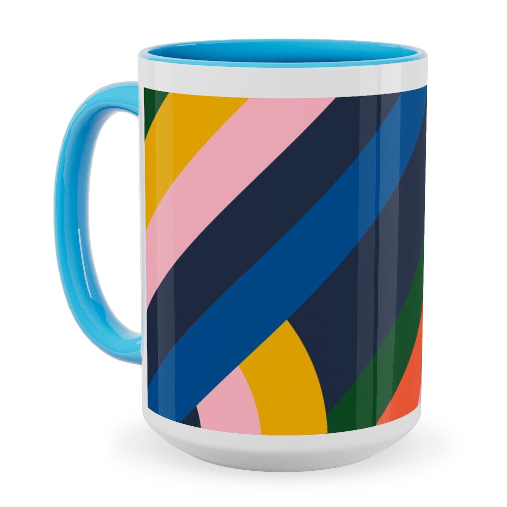 Modernist Loop - Multi Ceramic Mug, Light Blue,  , 15oz, Multicolor
