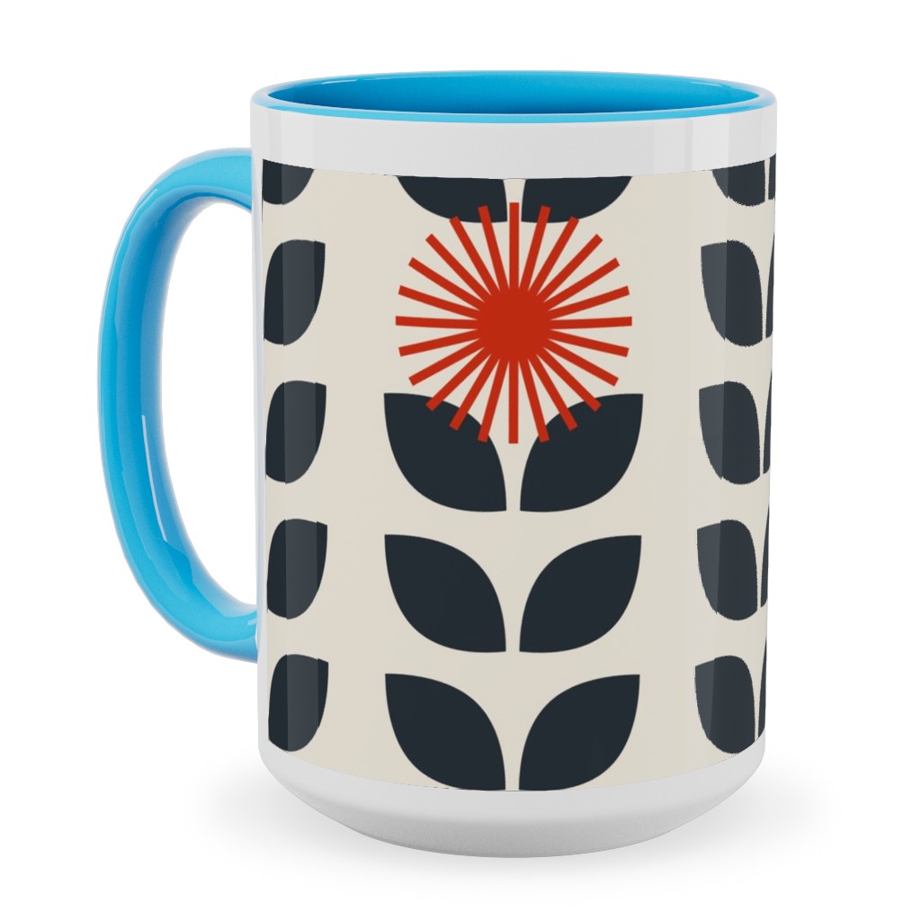 Scandinavian Climbing Vines - Neutral Ceramic Mug, Light Blue, , 15oz, Beige, Pearl