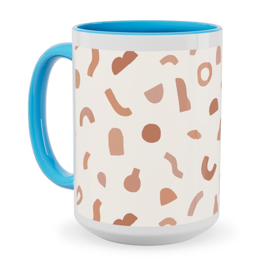 Organic Cut Shapes - Kaolin Clay Ceramic Mug, Light Blue, , 15oz, Beige, Pearl