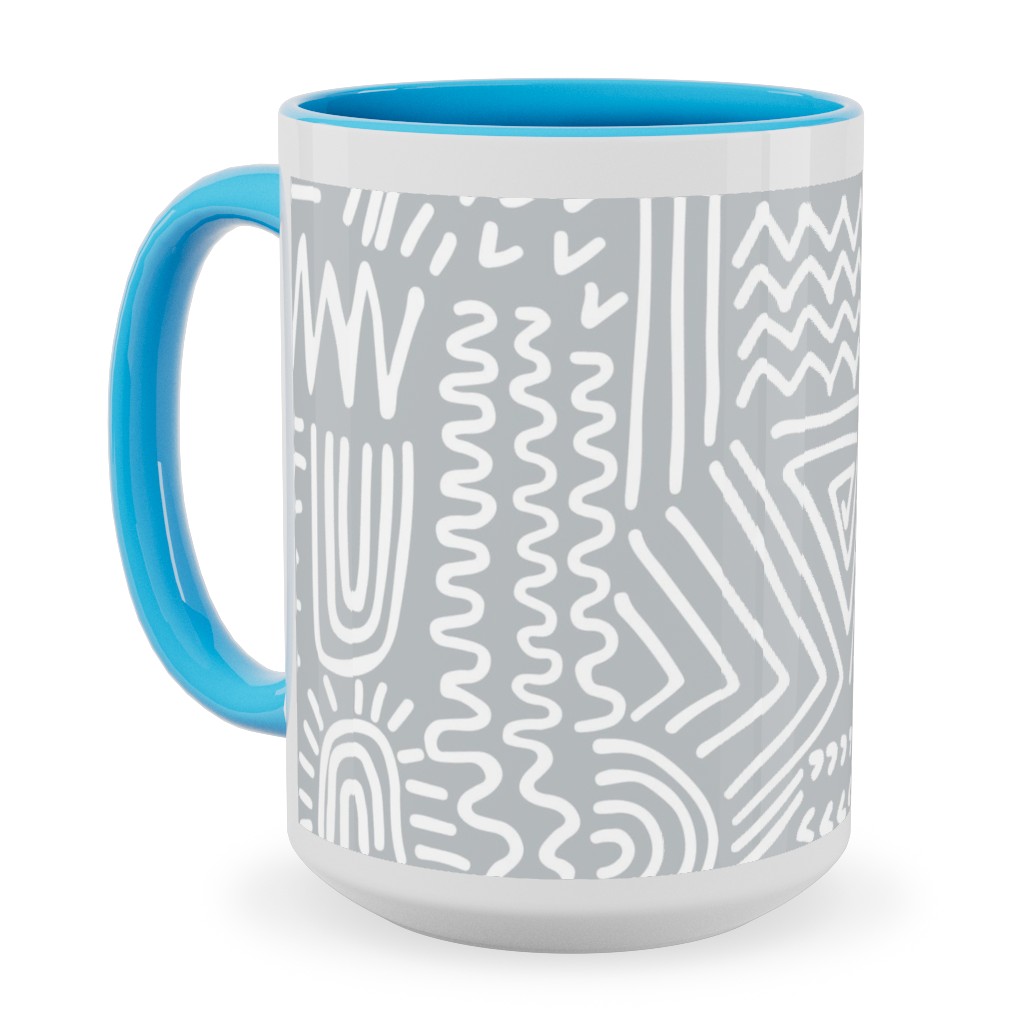 Spirited - Gray Ceramic Mug, Light Blue,  , 15oz, Gray