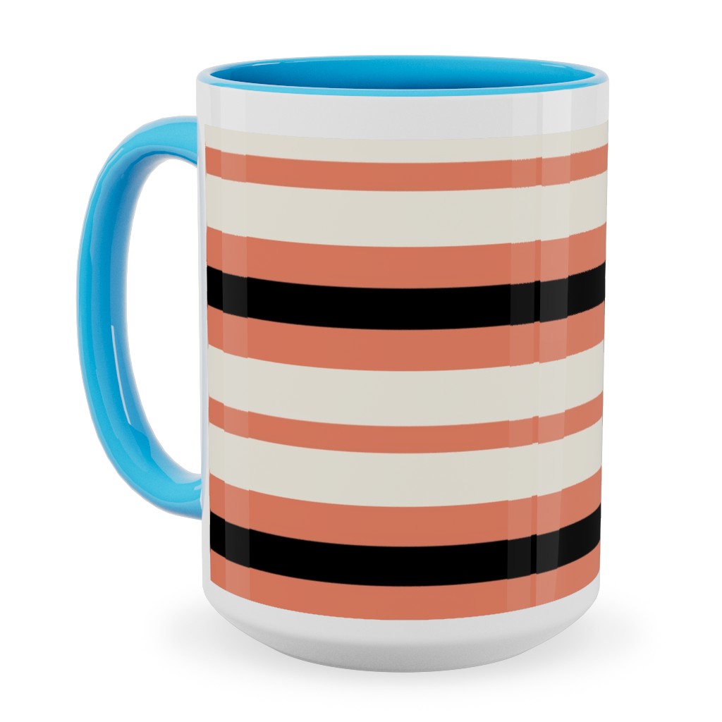Spooky Halloween Stripe Ceramic Mug, Light Blue, , 15oz, Multicolor