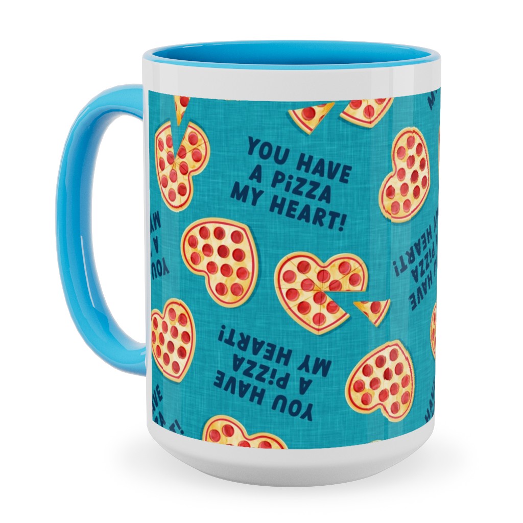 You Have a Pizza My Heart Ceramic Mug, Light Blue, , 15oz, Blue, Lapis