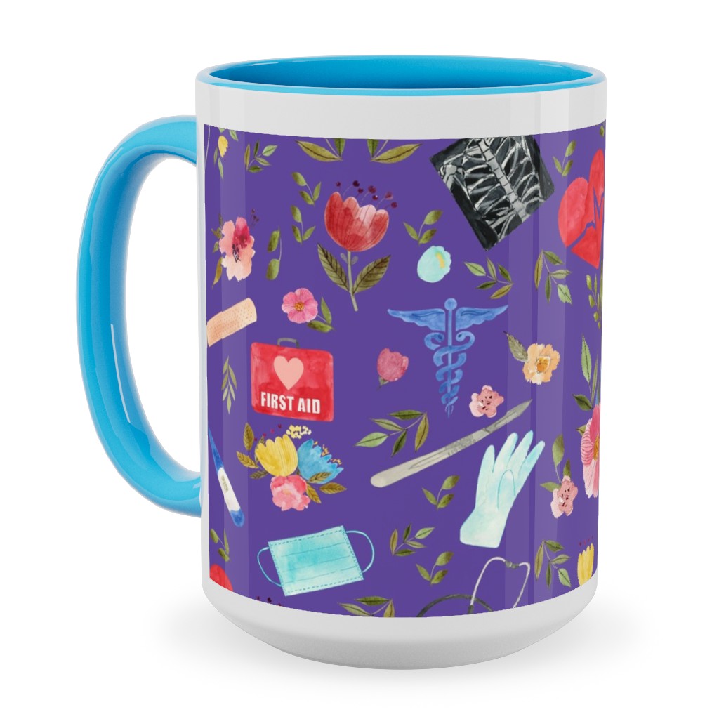 Love To Care Ceramic Mug, Light Blue,  , 15oz, Purple