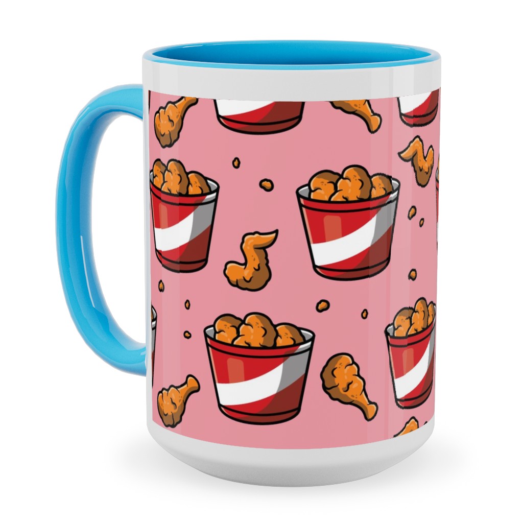 Fried Chicken Bucket Ceramic Mug, Light Blue, , 15oz, Red, Sunset Glow